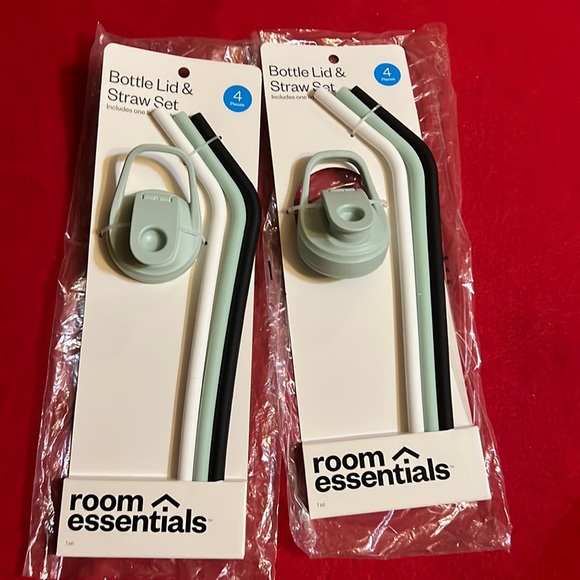 Bottle lids with straws  mint green - Picture 1 of 3